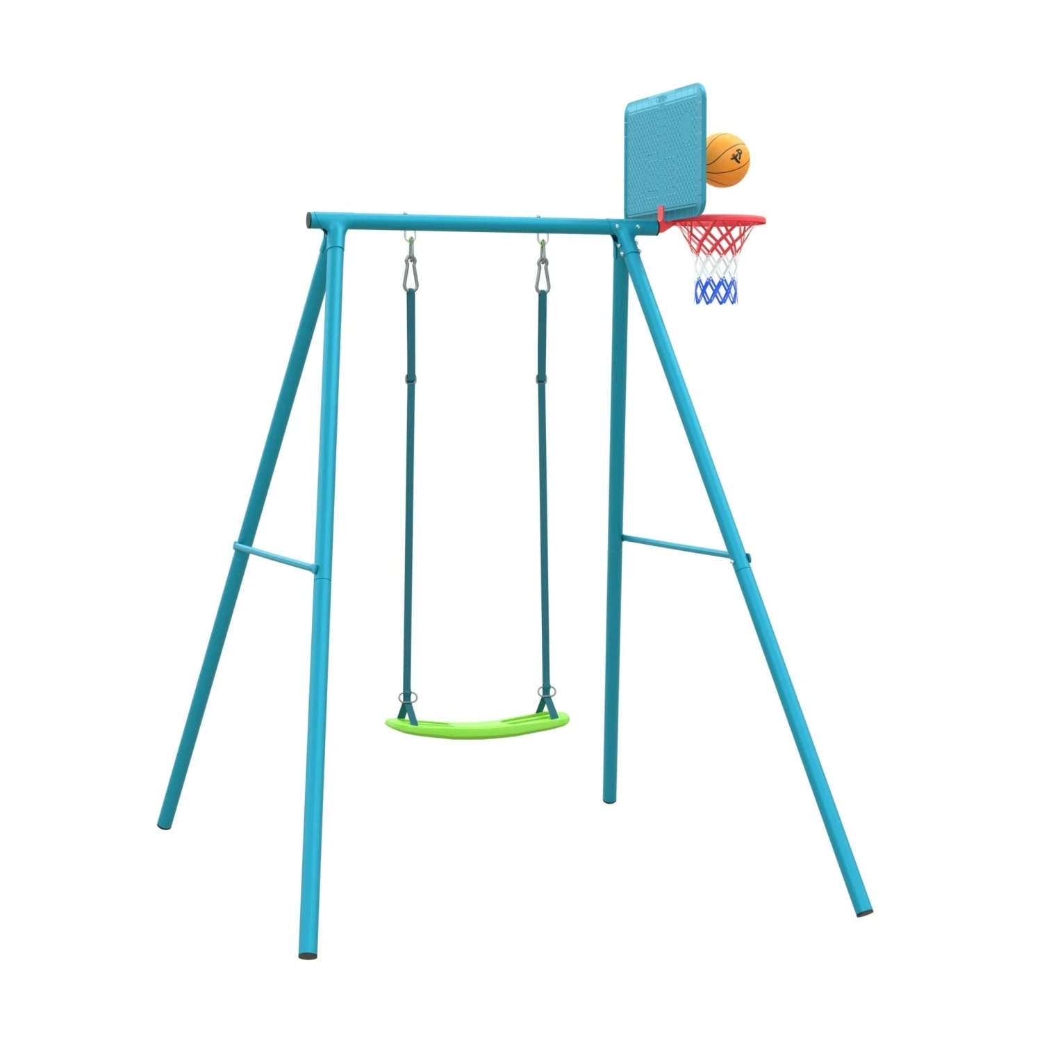 Single Metal Swing With 3 In 1 Seat And Basketball Hoop 1 Single Metal Swing With 3 In 1 Seat And Basketball Hoop