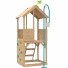 Treehouse Wooden Play Tower With Climbing Wall And Fireman's Pole - FSC<sup>&reg;</sup> Certified