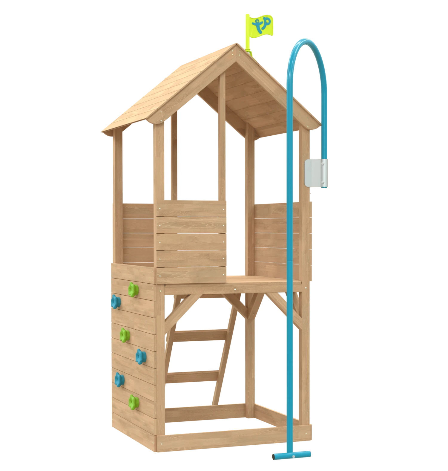 Treehouse Wooden Play Tower With Climbing Wall And Fireman's Pole - FSC<sup>®</sup> Certified 1 Treehouse Wooden Play Tower With Climbing Wall And Fireman's Pole - FSC<sup>®</sup> Certified