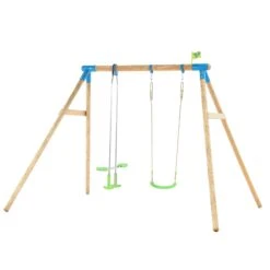 TP Knightswood Double Wooden Swing Set With Glide Ride - FSC<sup>®</sup> Certified