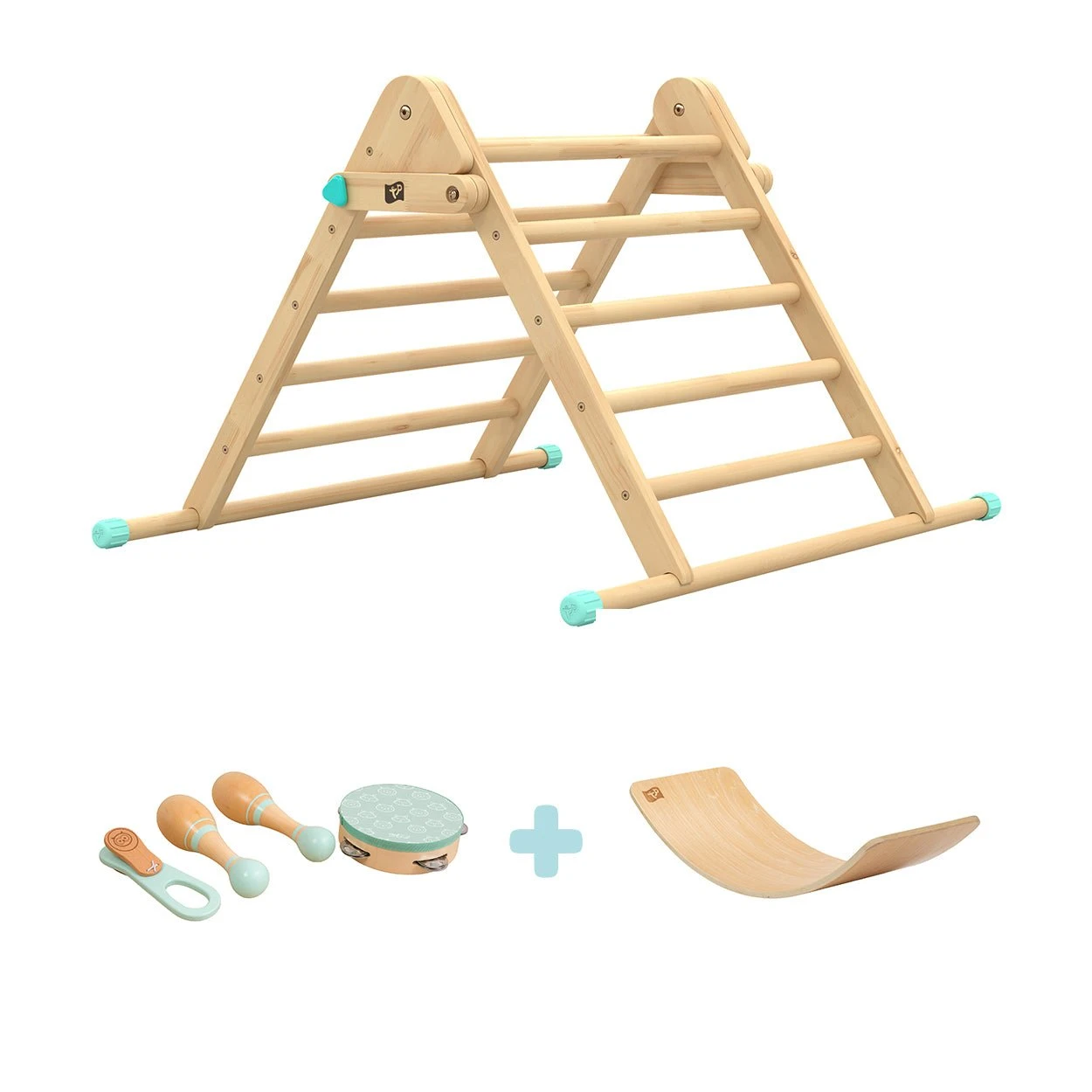 The Adventurer Play Pack: TP Active-Tots Pikler Style Wooden Climbing Triangle With Active-Tots Balance Board And Owl & Fox Musical Instrument Assortment 1 The Adventurer Play Pack: TP Active-Tots Pikler Style Wooden Climbing Triangle With Active-Tots Balance Board And Owl & Fox Musical Instrument Assortment