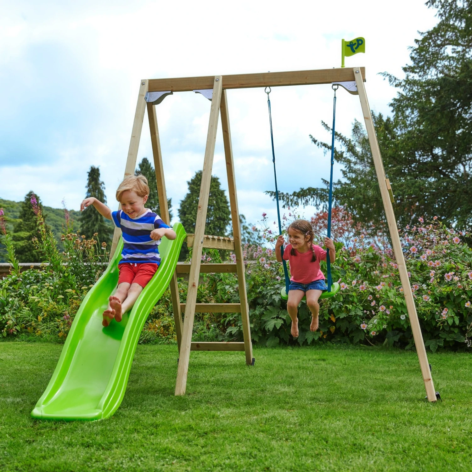 TP Forest Multiplay Single Wooden Swing & Slide Set - FSC<sup>®</sup> Certified 2 TP Forest Multiplay Single Wooden Swing & Slide Set - FSC<sup>®</sup> Certified - Image 2