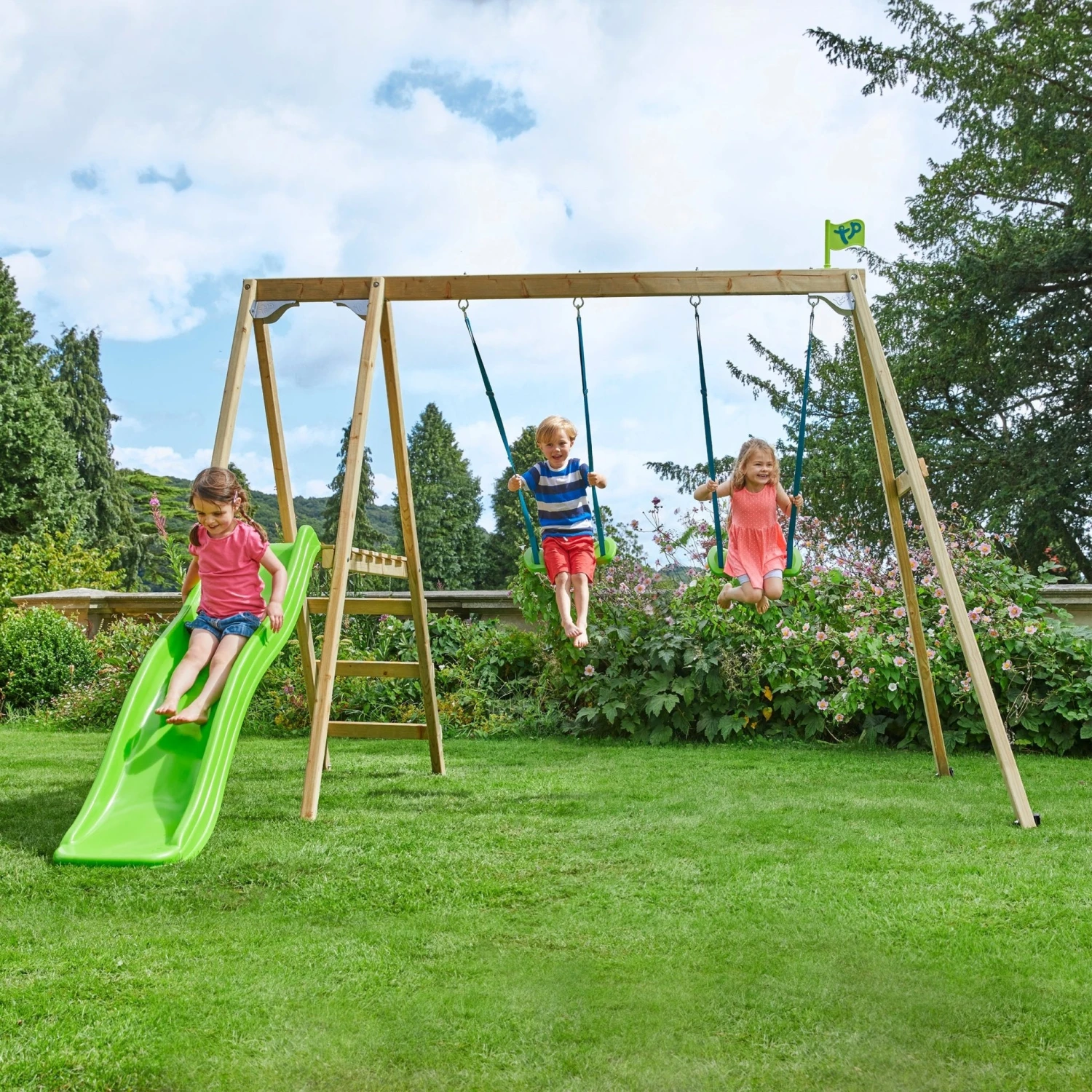TP Forest Multiplay Double Wooden Swing Set & Slide - FSC<sup>®</sup> Certified 2 TP Forest Multiplay Double Wooden Swing Set & Slide - FSC<sup>®</sup> Certified - Image 2