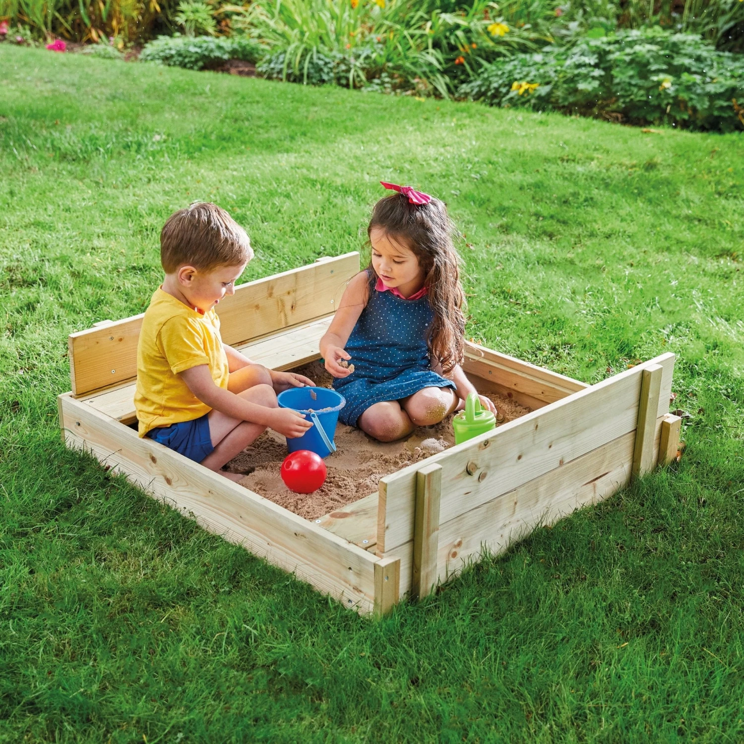 TP Wooden Lidded Sandpit With Dig & Explorer Accessory Kit - FSC<sup>®</sup> Certified 2 TP Wooden Lidded Sandpit With Dig & Explorer Accessory Kit - FSC<sup>®</sup> Certified - Image 2