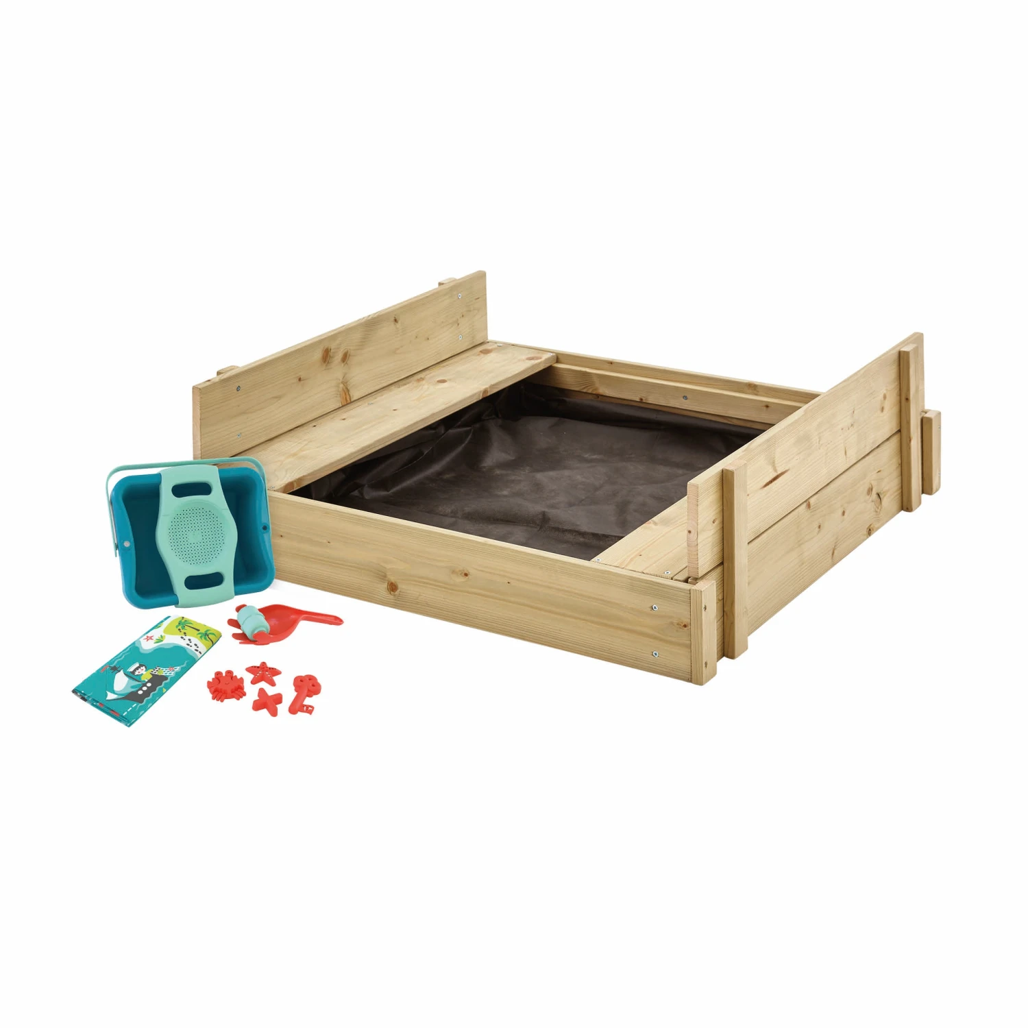 TP Wooden Lidded Sandpit With Dig & Explorer Accessory Kit - FSC<sup>®</sup> Certified 1 TP Wooden Lidded Sandpit With Dig & Explorer Accessory Kit - FSC<sup>®</sup> Certified