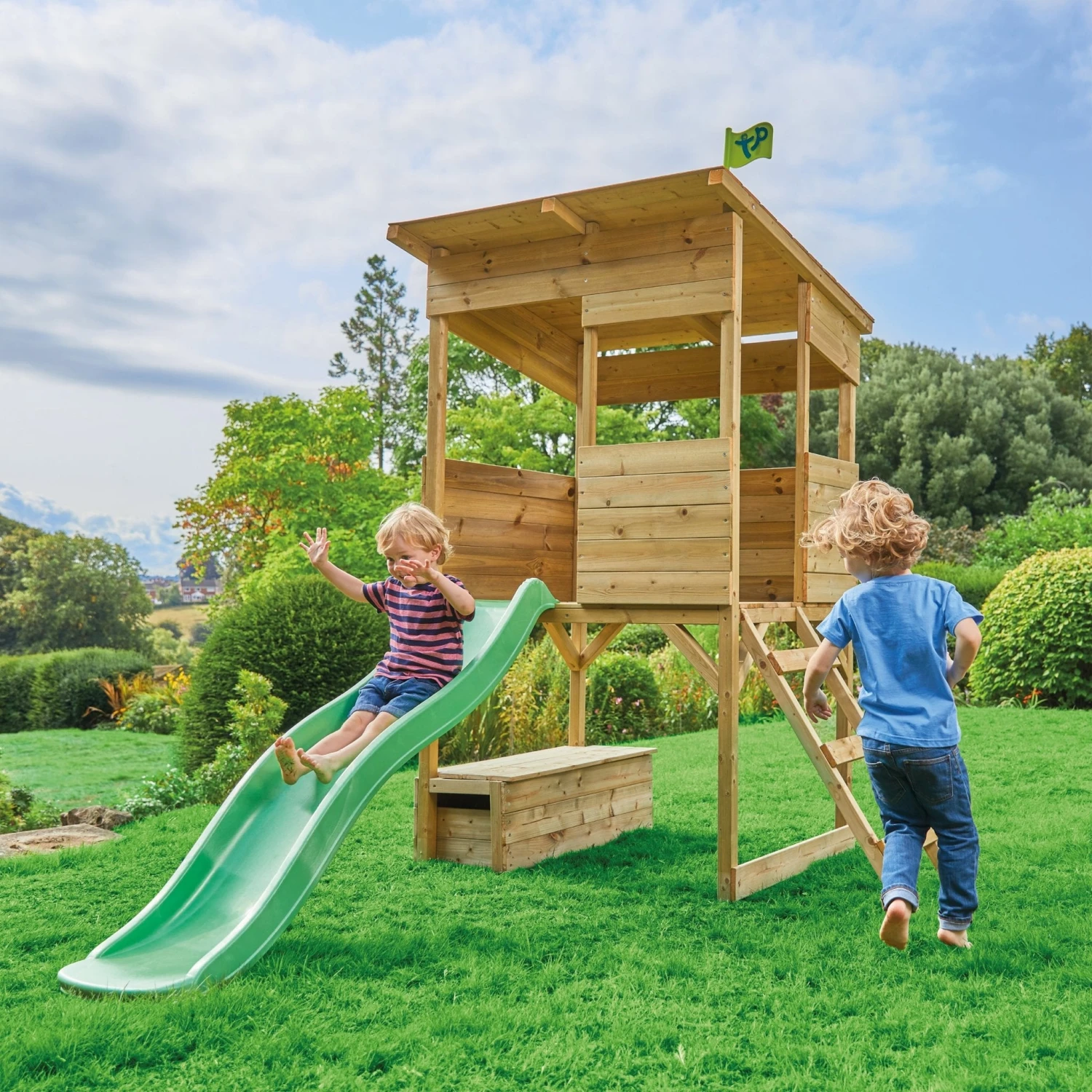 TP Treetops Wooden Tower Playhouse With Toy Box And Slide - FSC<sup>®</sup> Certified 2 TP Treetops Wooden Tower Playhouse With Toy Box And Slide - FSC<sup>®</sup> Certified - Image 2