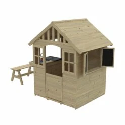 Dandelion Cottage Playhouse With Mud Kitchen, Table & Bench And Shutters - FSC<sup>®</sup> Certified