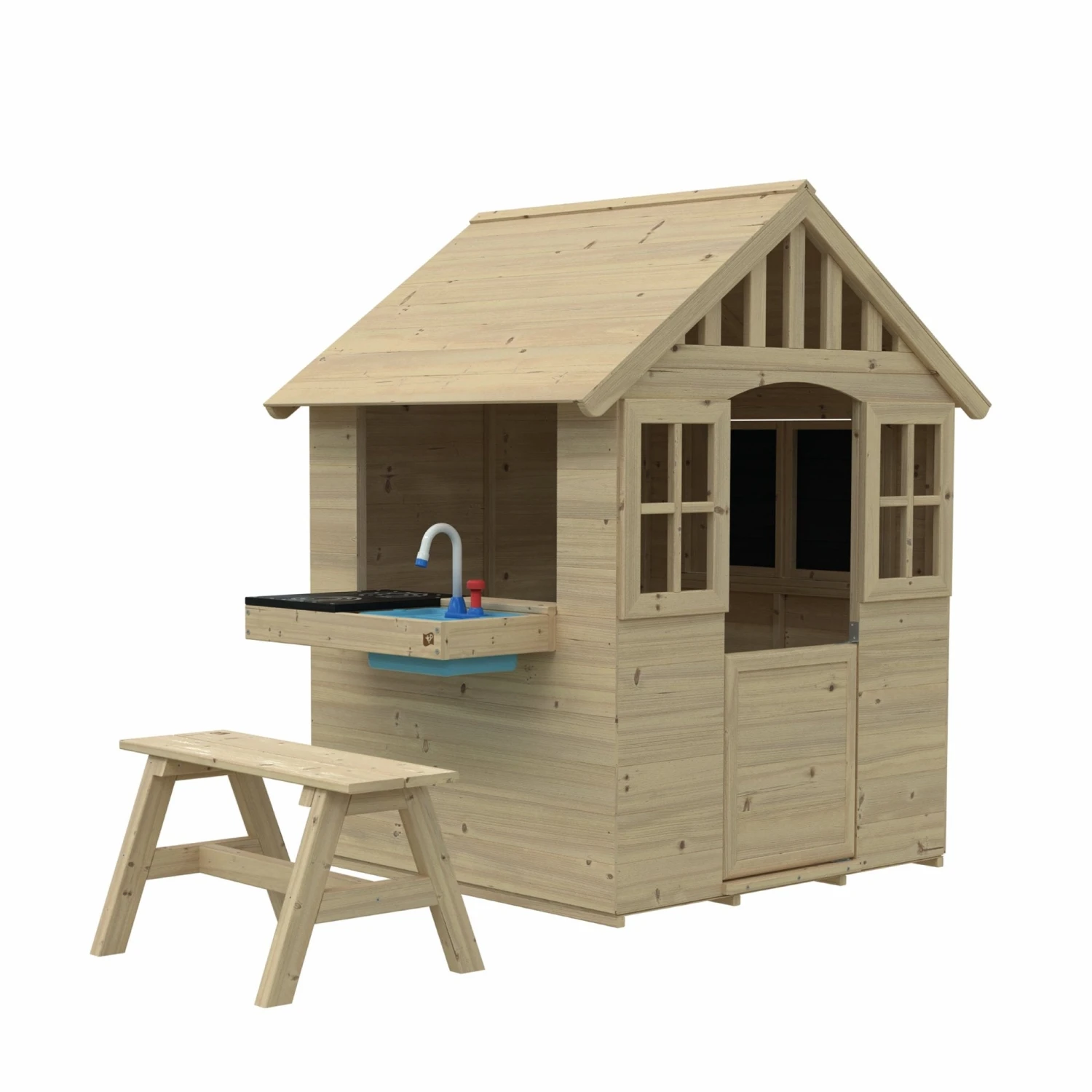 Dandelion Cottage Playhouse With Mud Kitchen, Table & Bench And Shutters - FSC<sup>®</sup> Certified 2 Dandelion Cottage Playhouse With Mud Kitchen, Table & Bench And Shutters - FSC<sup>®</sup> Certified - Image 2