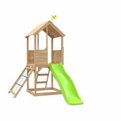 Treehouse Wooden Play Tower, With Wavy Slide & Cargo Net - FSC<sup>&reg;</sup> Certified