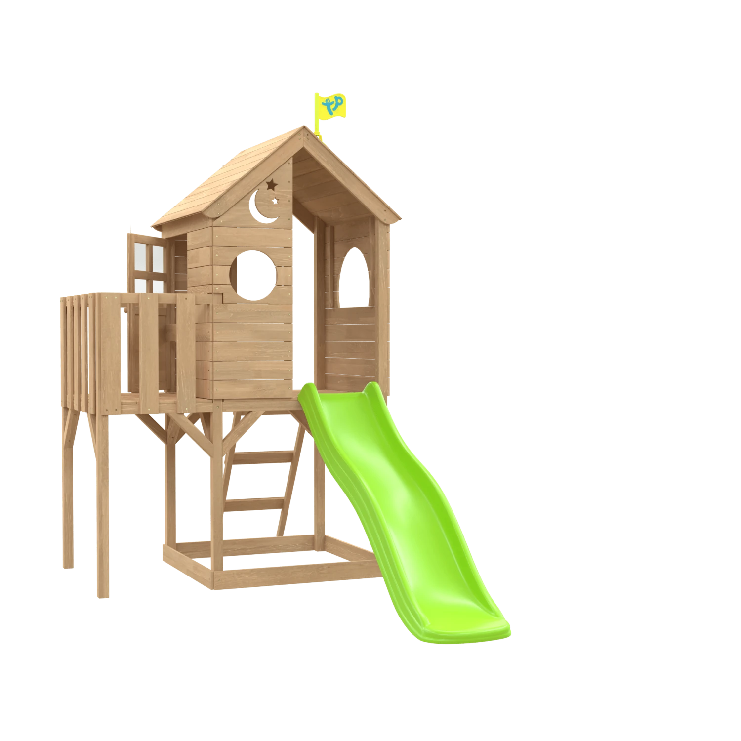 Treehouse Wooden Play Tower, With Wavy Slide, Wooden Balcony & Panel Kit - FSC<sup>®</sup> Certified 1 Treehouse Wooden Play Tower, With Wavy Slide, Wooden Balcony & Panel Kit - FSC<sup>®</sup> Certified