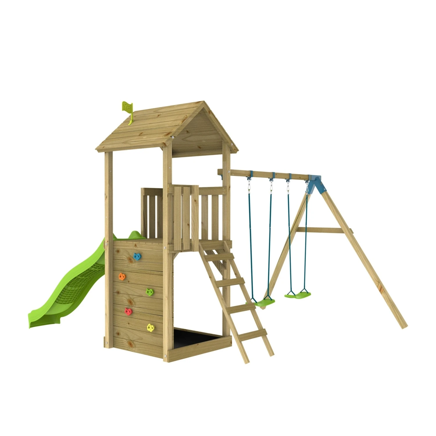 TP Skywood Wooden Play Tower With Ripple Slide & Double Swing Arm - FSC<sup>®</sup> Certified 2 TP Skywood Wooden Play Tower With Ripple Slide & Double Swing Arm - FSC<sup>®</sup> Certified - Image 2