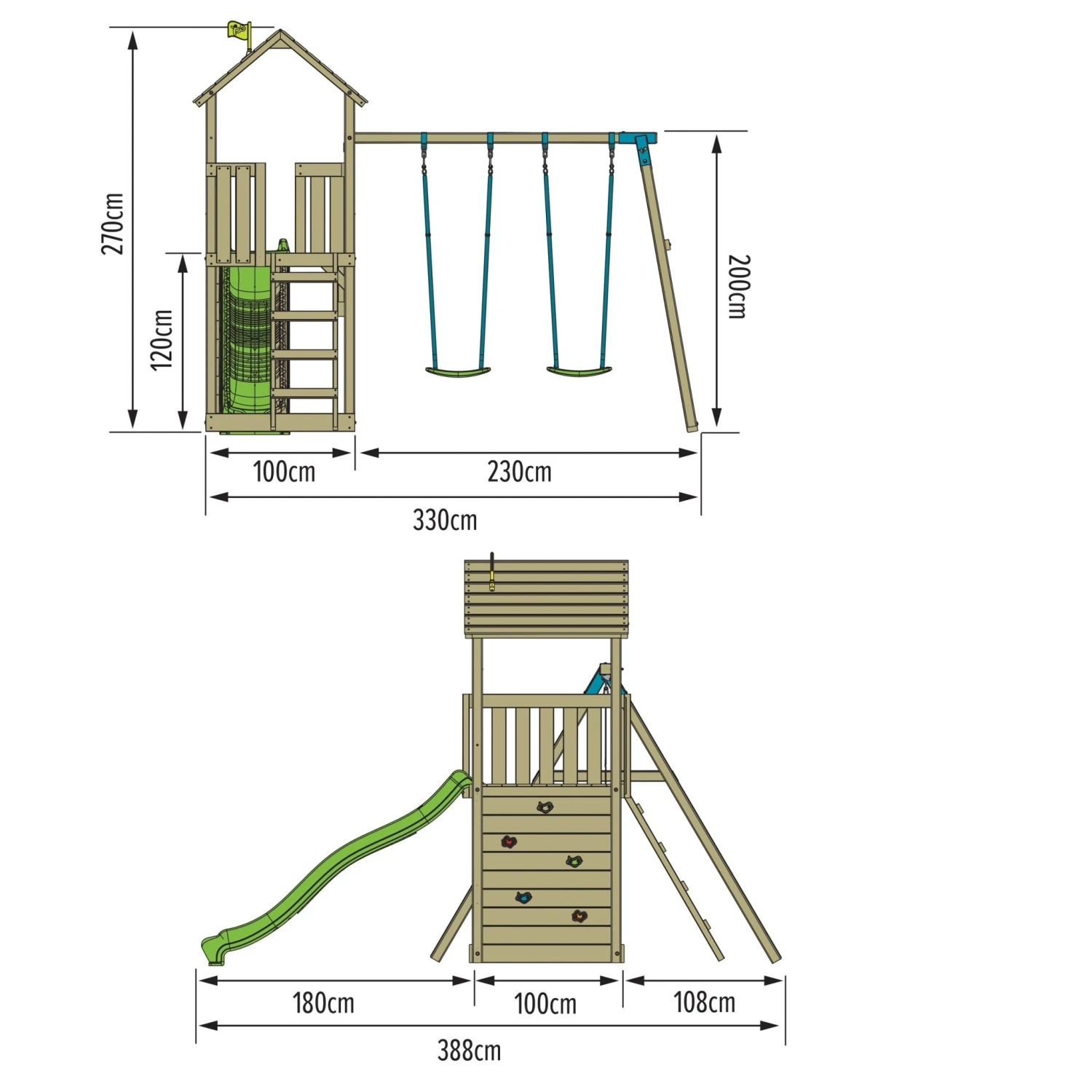 TP Skywood Wooden Play Tower With Ripple Slide & Double Swing Arm - FSC<sup>®</sup> Certified 10 TP Skywood Wooden Play Tower With Ripple Slide & Double Swing Arm - FSC<sup>®</sup> Certified - Image 10