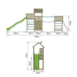 TP Skywood Wooden Play Tower With Sky Deck, Super Wavy Slide, Sky Bridge & Mini Tower - FSC<sup>&reg;</sup> Certified -TP Playworld Cheap Store TP792S FP 1
