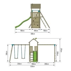 TP Skywood Wooden Play Tower With Ripple Slide, Monkey Bars & Double Swing Arm - FSC<sup>&reg;</sup> Certified -TP Playworld Cheap Store TP794S1 FP 1