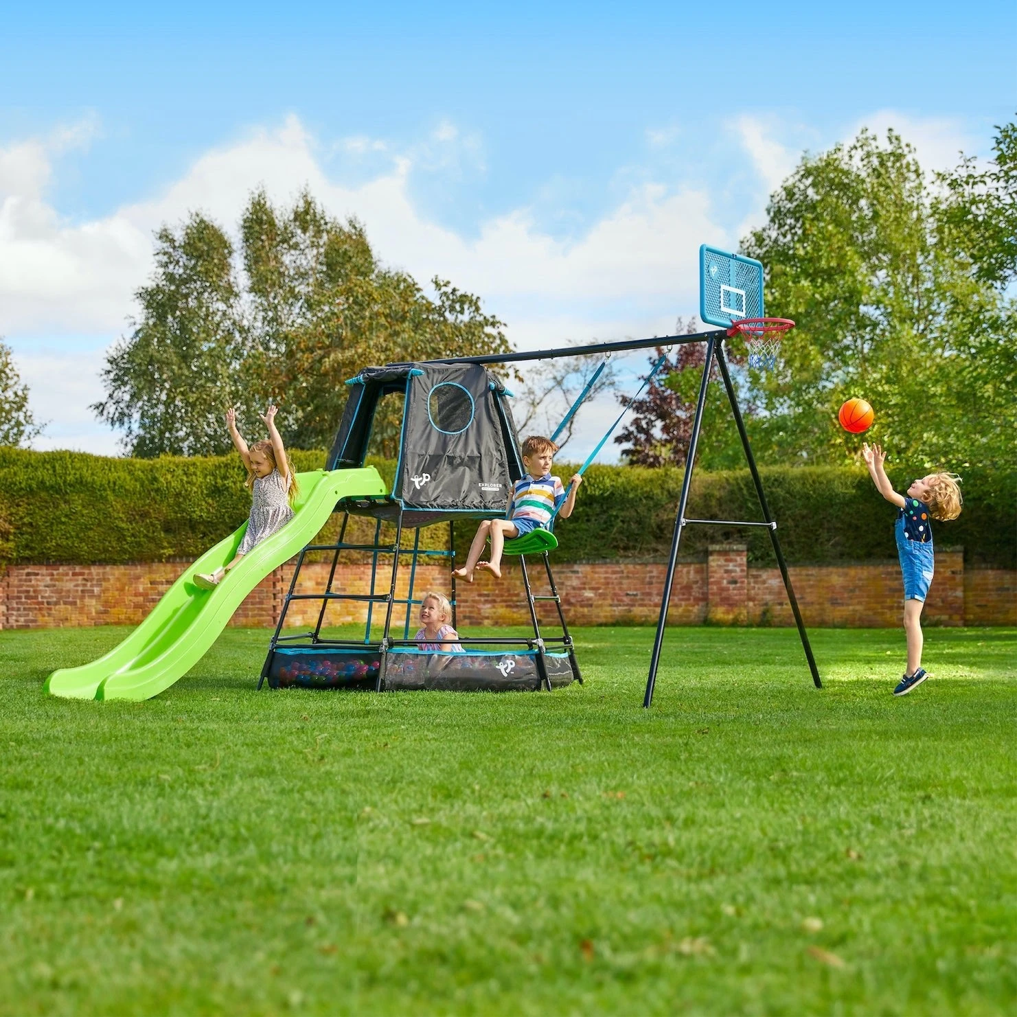 TP Explorer Metal Climbing Frame Set & Slide, Swing And Basketball Black Edition 2 TP Explorer Metal Climbing Frame Set & Slide, Swing And Basketball Black Edition - Image 2