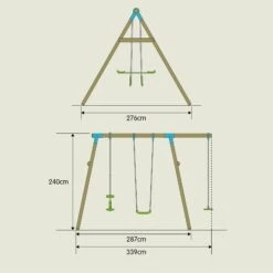 TP Knightswood Triple Wooden Swing Set With Glide Ride And Button Seat - FSC<sup>®</sup> Certified 24 TP Knightswood Triple Wooden Swing Set With Glide Ride And Button Seat - FSC<sup>®</sup> Certified -TP Playworld Cheap Store TP882P 11