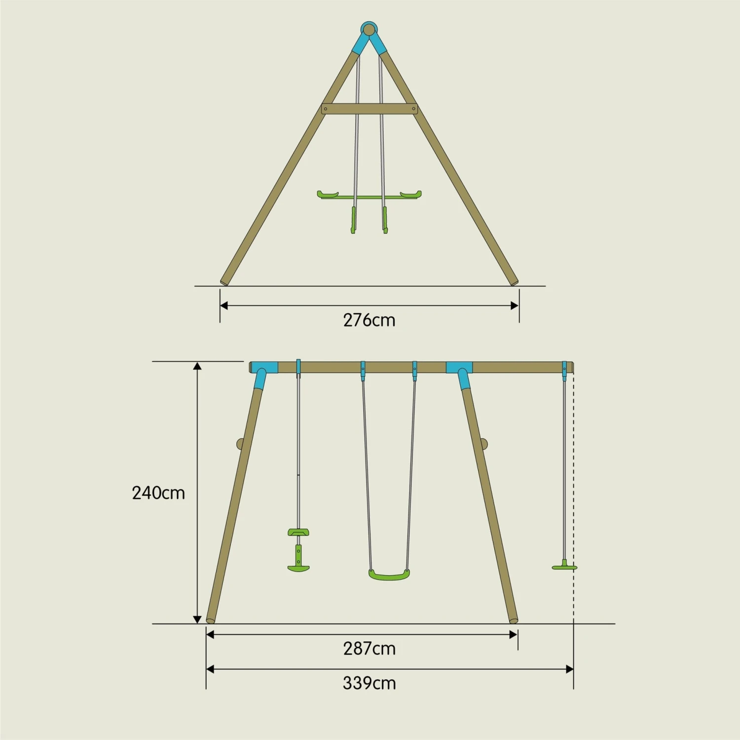 TP Knightswood Triple Wooden Swing Set With Glide Ride And Button Seat - FSC<sup>®</sup> Certified 11 TP Knightswood Triple Wooden Swing Set With Glide Ride And Button Seat - FSC<sup>®</sup> Certified - Image 11