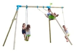 TP Knightswood Triple Wooden Swing Set With Glide Ride And Button Seat - FSC<sup>®</sup> Certified 25 TP Knightswood Triple Wooden Swing Set With Glide Ride And Button Seat - FSC<sup>®</sup> Certified -TP Playworld Cheap Store TP882P lifestyle cutout