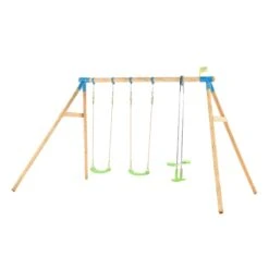 TP Knightswood Triple Wooden Swing Set With Glide Ride - FSC<sup>®</sup> Certified