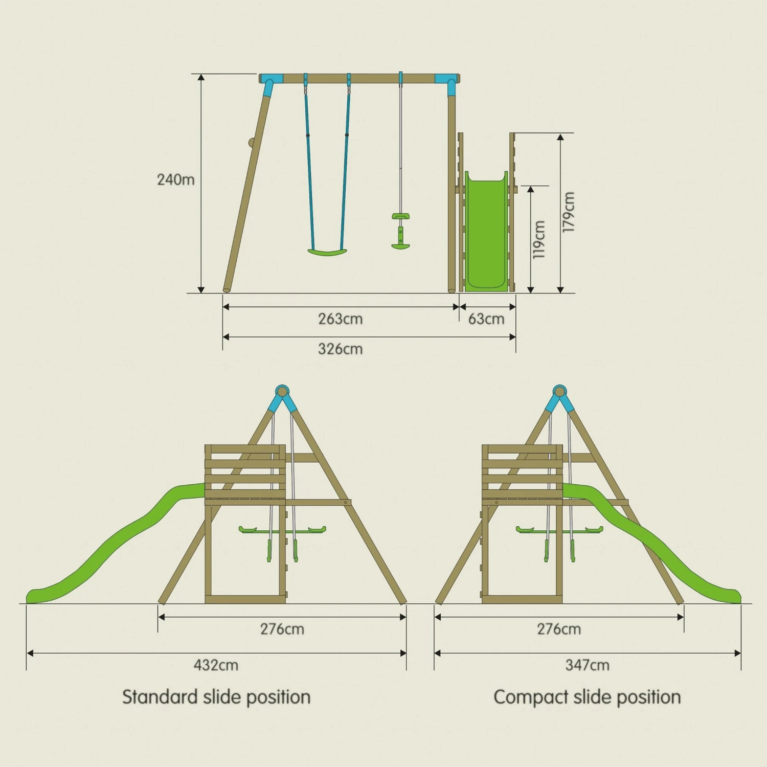 TP Kite Wooden Double Swing Set With 8ft CrazyWavy Slide - FSC<sup>®</sup> Certified 7 TP Kite Wooden Double Swing Set With 8ft CrazyWavy Slide - FSC<sup>®</sup> Certified - Image 7
