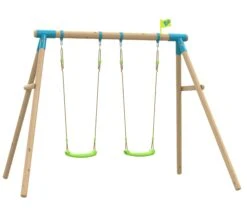 TP Compact Wooden Double Swing Set With 2 Roped Rapide Seats - FSC<sup>®</sup> Certified