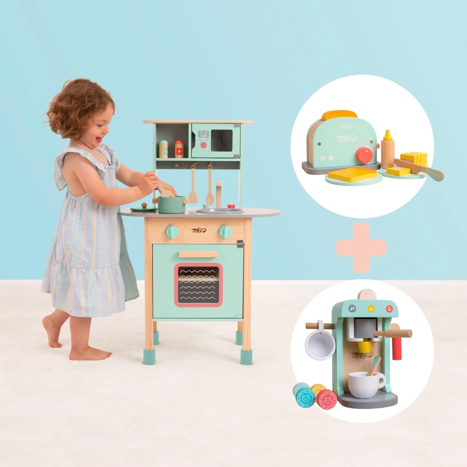 Owl & Fox Wooden Early Years Kitchen Set, Toaster Set & Coffee Machine - FSC<sup>®</sup> Certified 2 Owl & Fox Wooden Early Years Kitchen Set, Toaster Set & Coffee Machine - FSC<sup>®</sup> Certified - Image 2